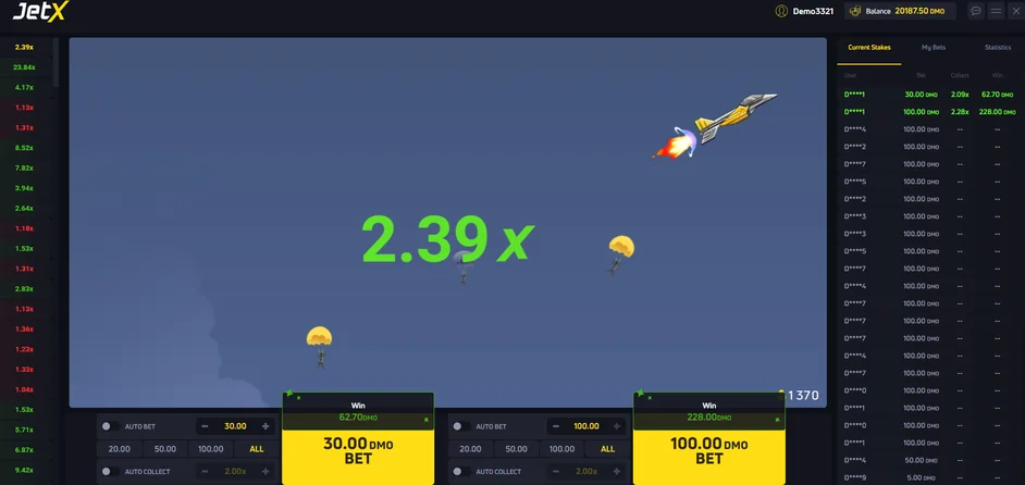 Jugabilidad de JetX